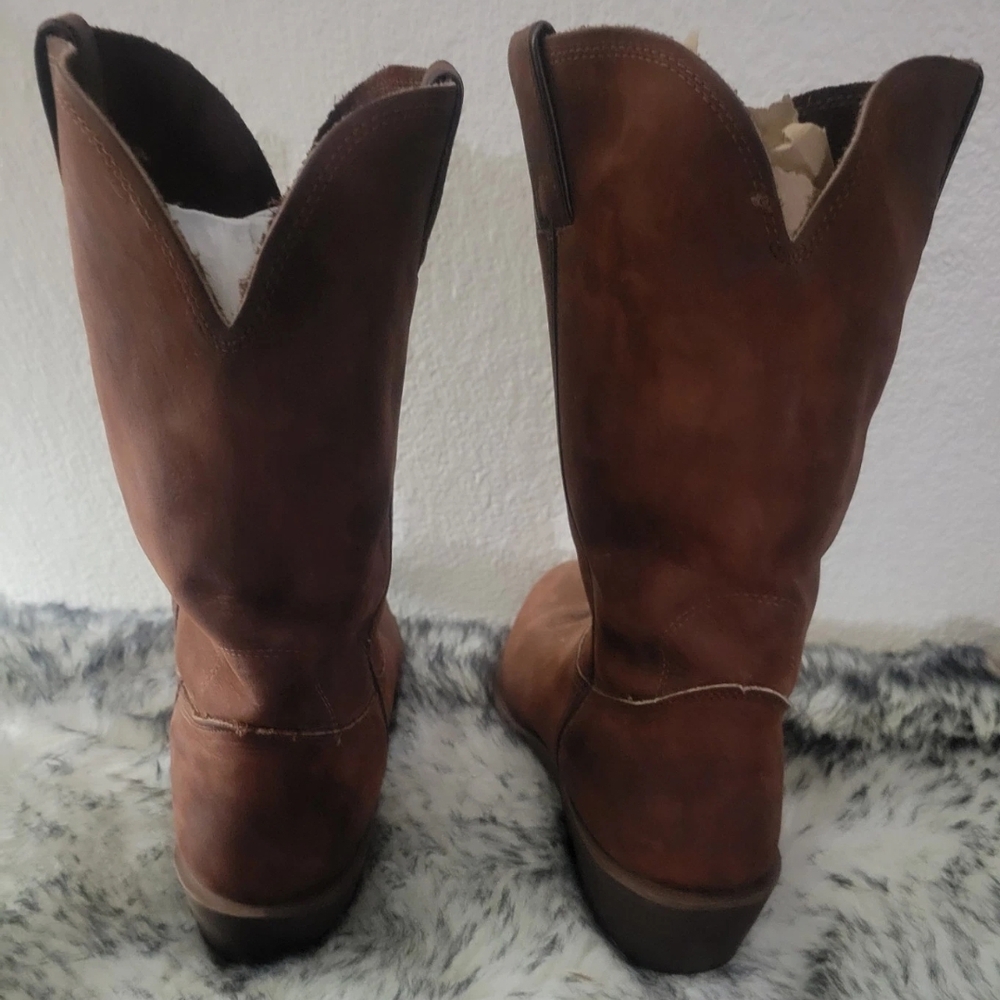 Durango Mens Brown Leather Western Boots Mid-Calf Pull On Rugged, Size 12D - Picture 3 of 10